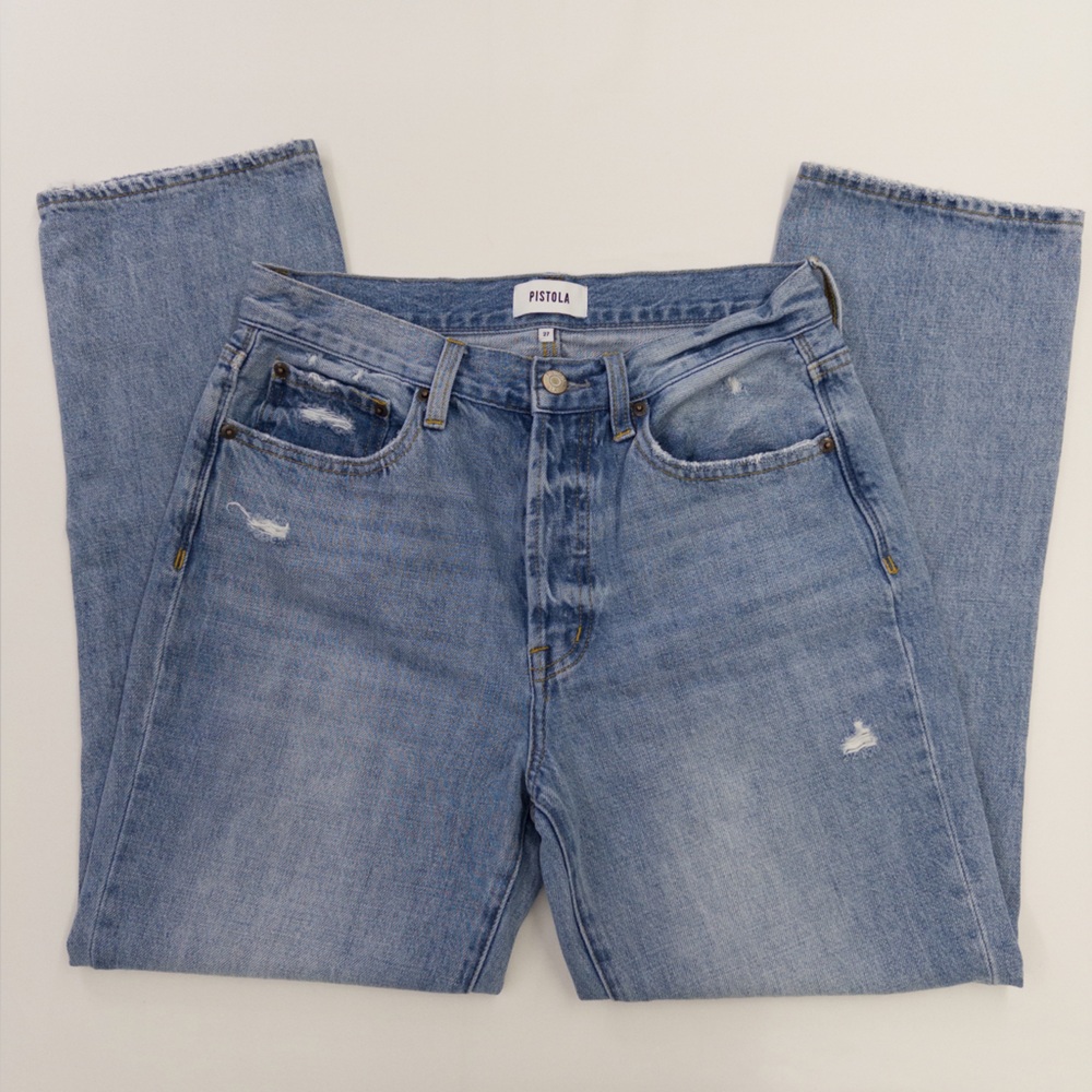Pistola High Rise Straight Leg Jeans Size 27 Light Wash